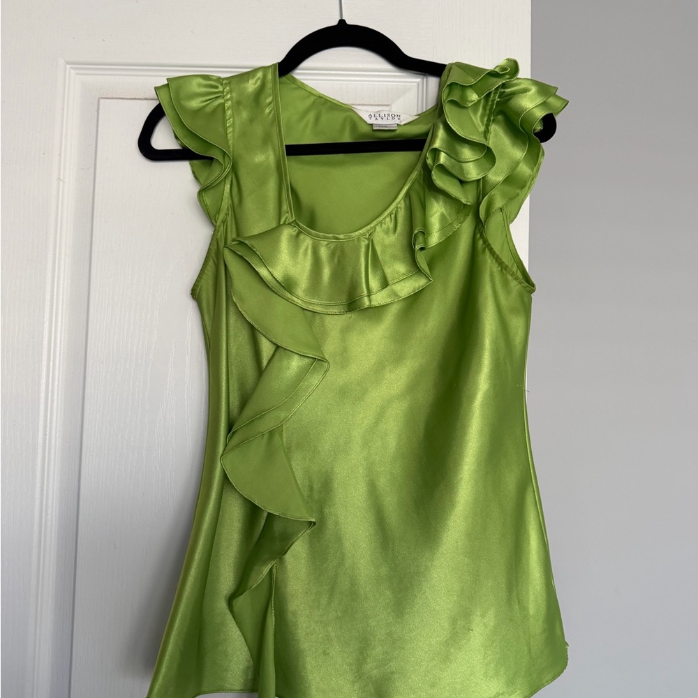 Allison Taylor Lime Green Ruffled Blouse